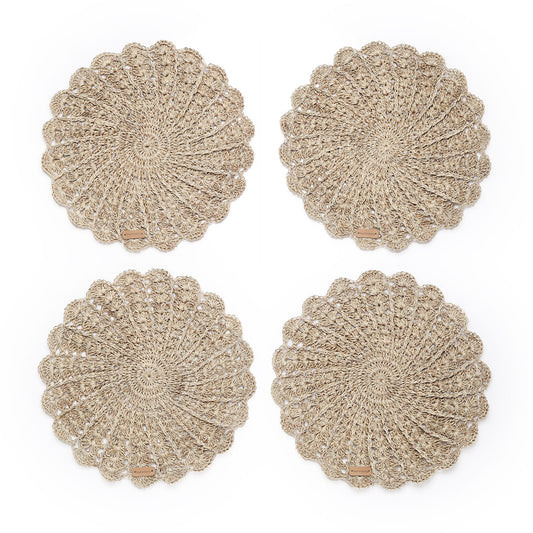 S/4 Hand Crocheted Round Placemat - Gio