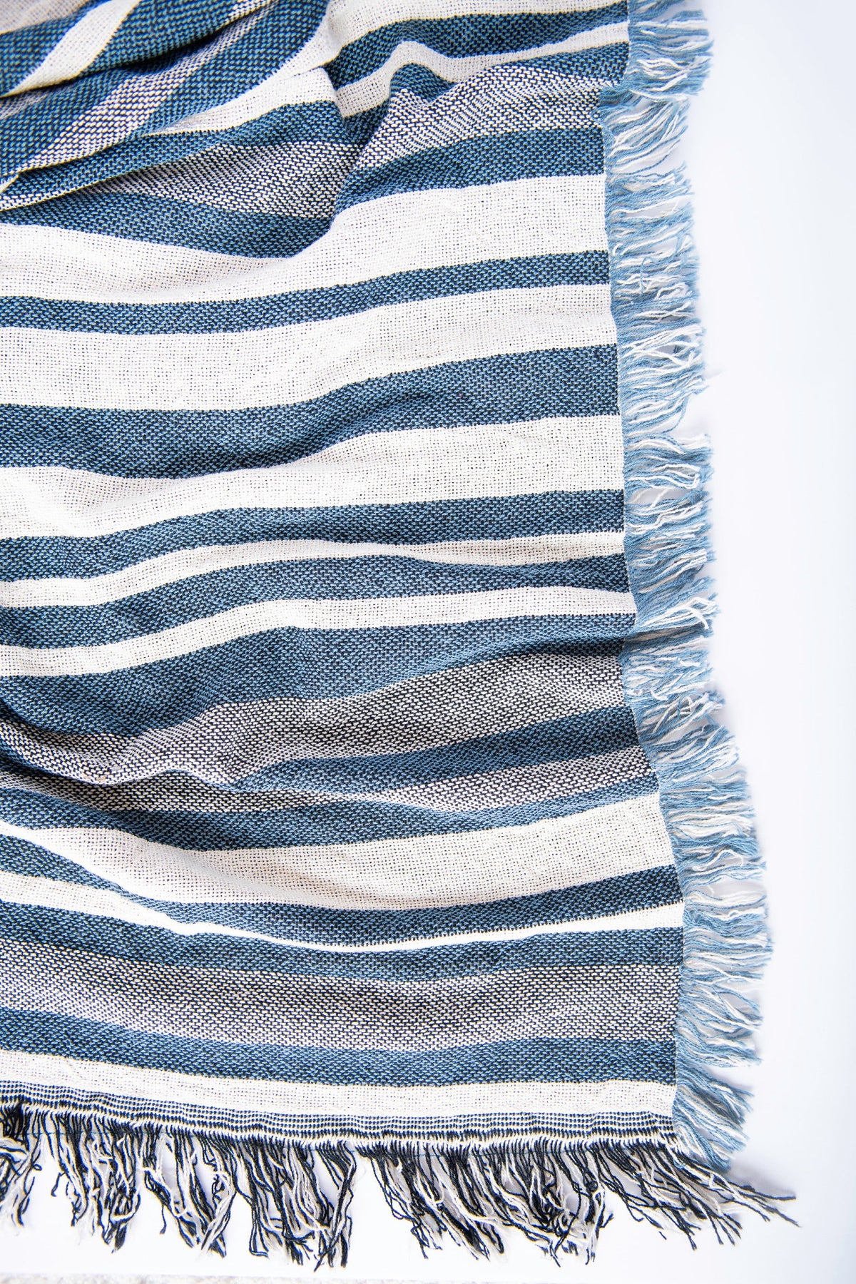 Blue Coastal Stripe Jacquard Woven Throw