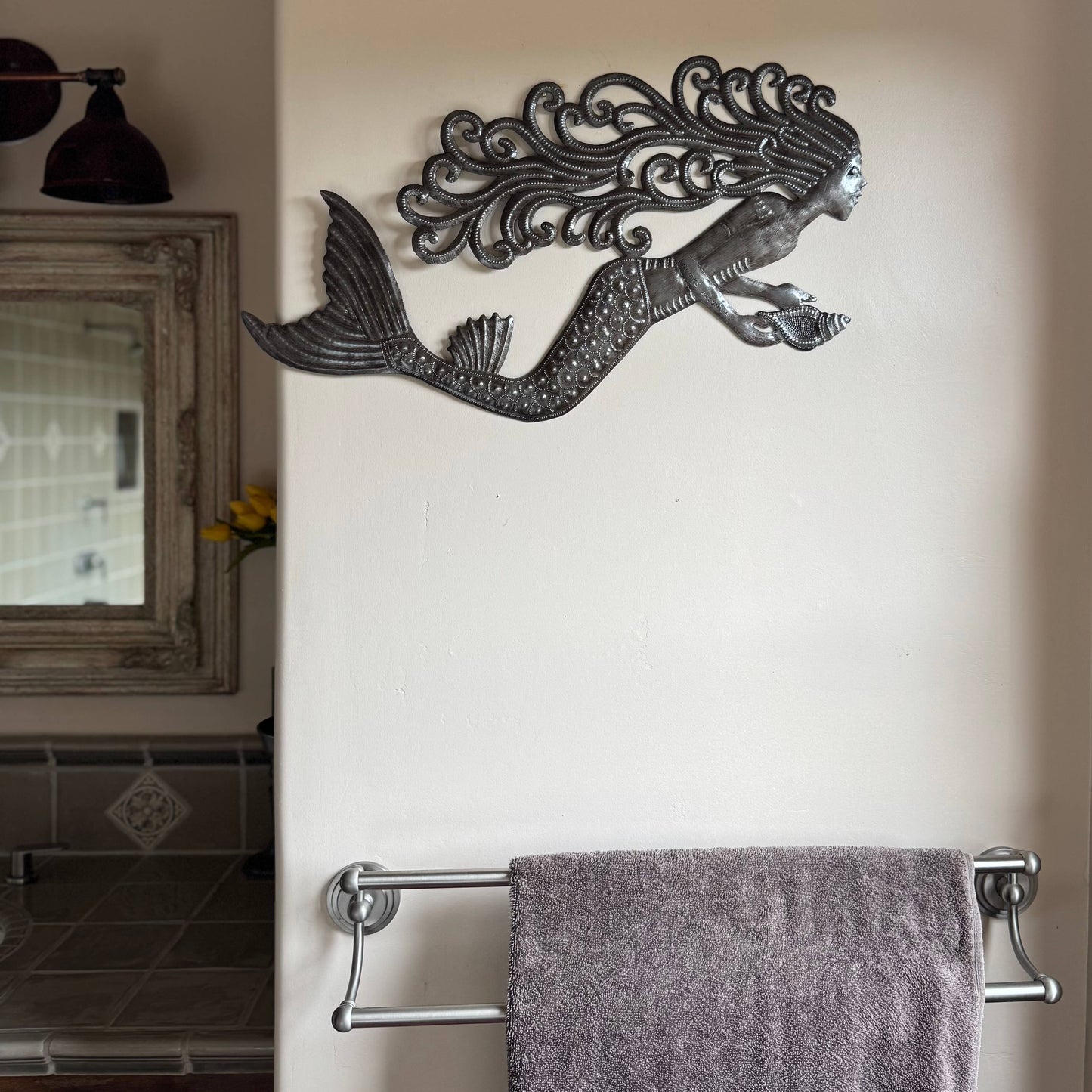 Handmade Haitian Mermaid Recycled Metal Wall Art