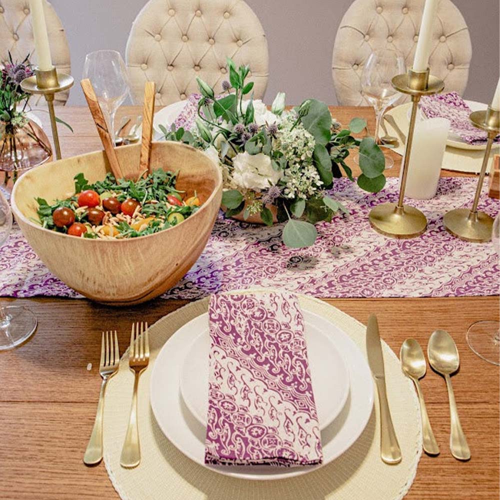 Batik Table Runner, Purple Blade, Hand Dyed, 100% Cotton