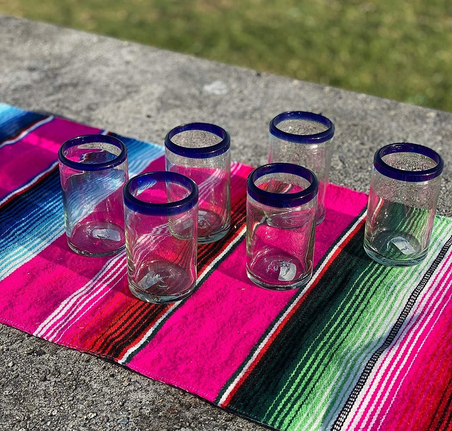 Cobalt Blue Rim Juice Glasses - Set of 6