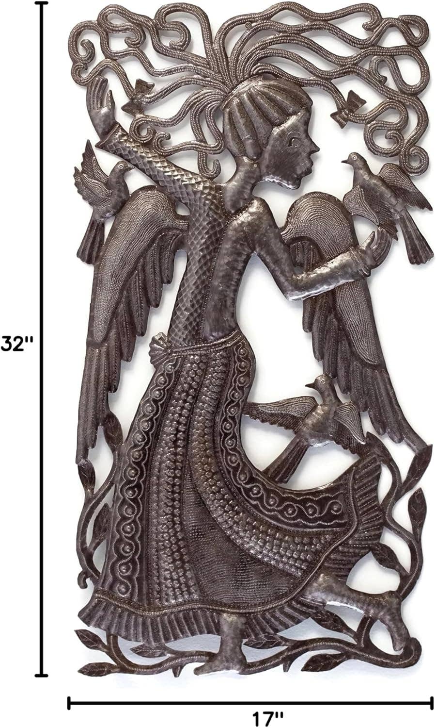 Angel Child with Birds Metal Wall Art by Evenson 32" X 17"