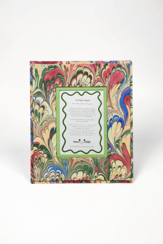 Hand-Marbled Large Wall Picture Frame in Multicolor, 5x7