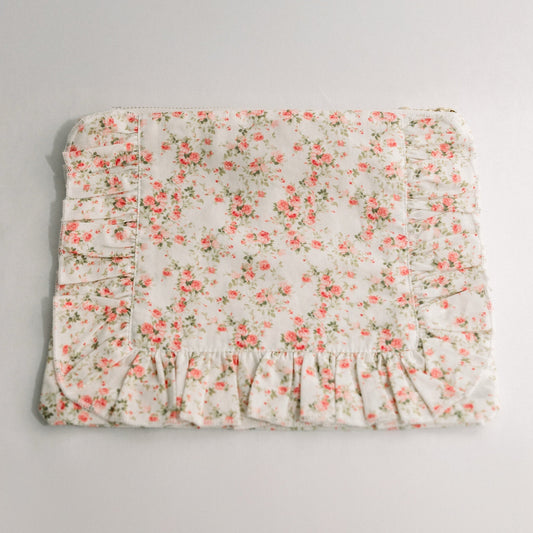 Briar Rose | Timeless Floral Ruffle Zipper Pouch