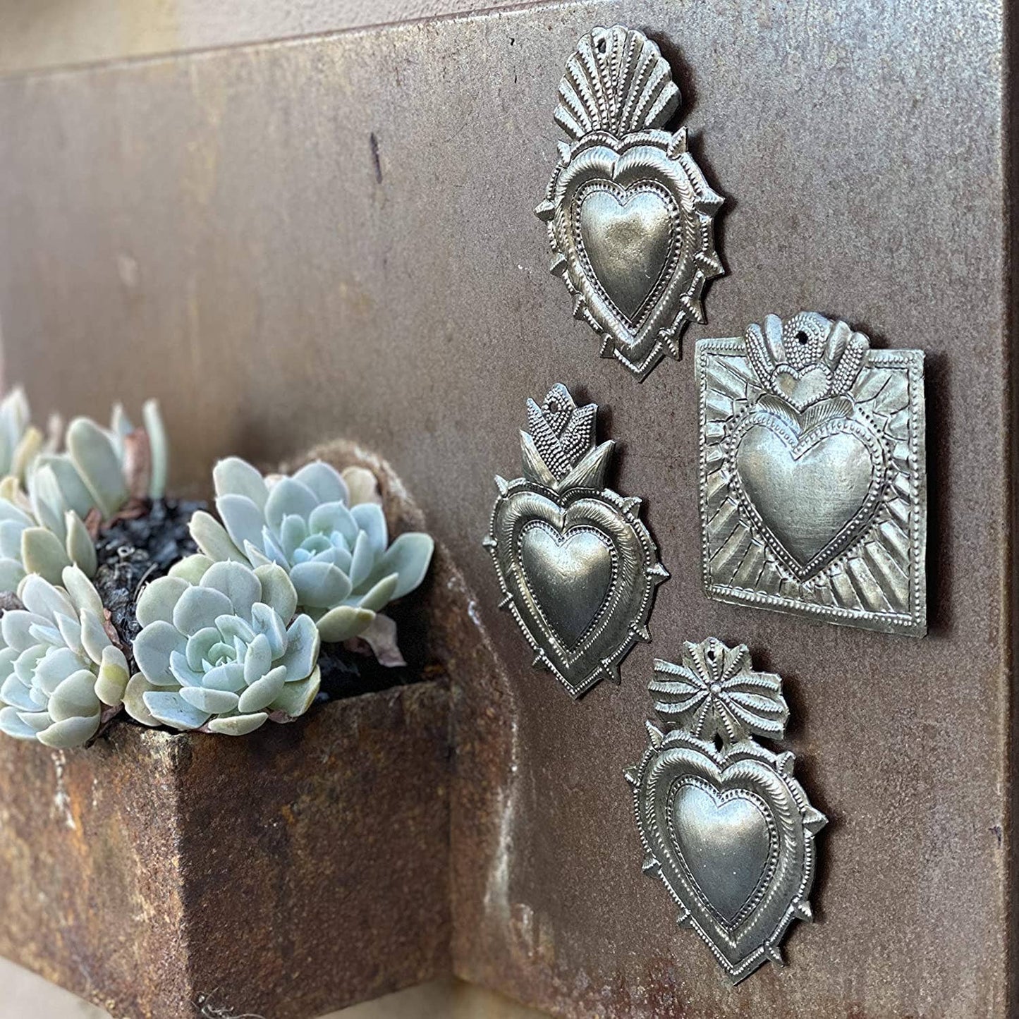 3" set/4 $3.20 ea, Milagro Heart, Sacred Hearts, Haitian Art