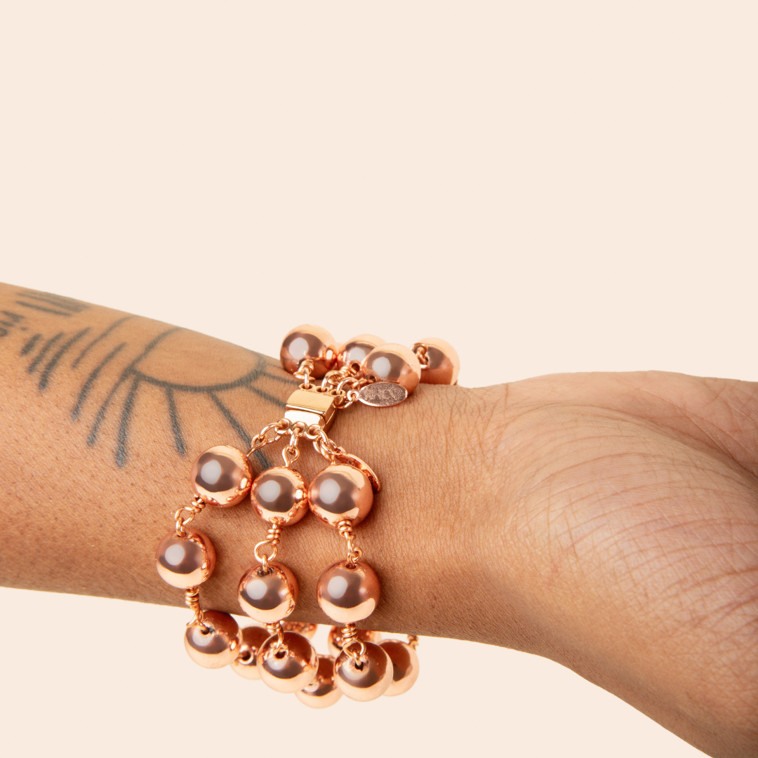 Rose Hematite 3-Strand Socialite Bracelet | Magnetic Clasp