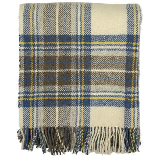 Highland Tweeds Pure New Wool Throw (Muted Blue Stewart)