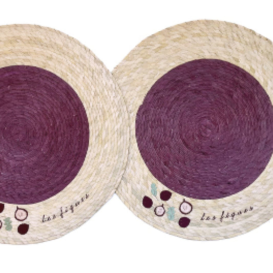 S/2 Palm Double Sided Placemat with Embroidery - Les Figues