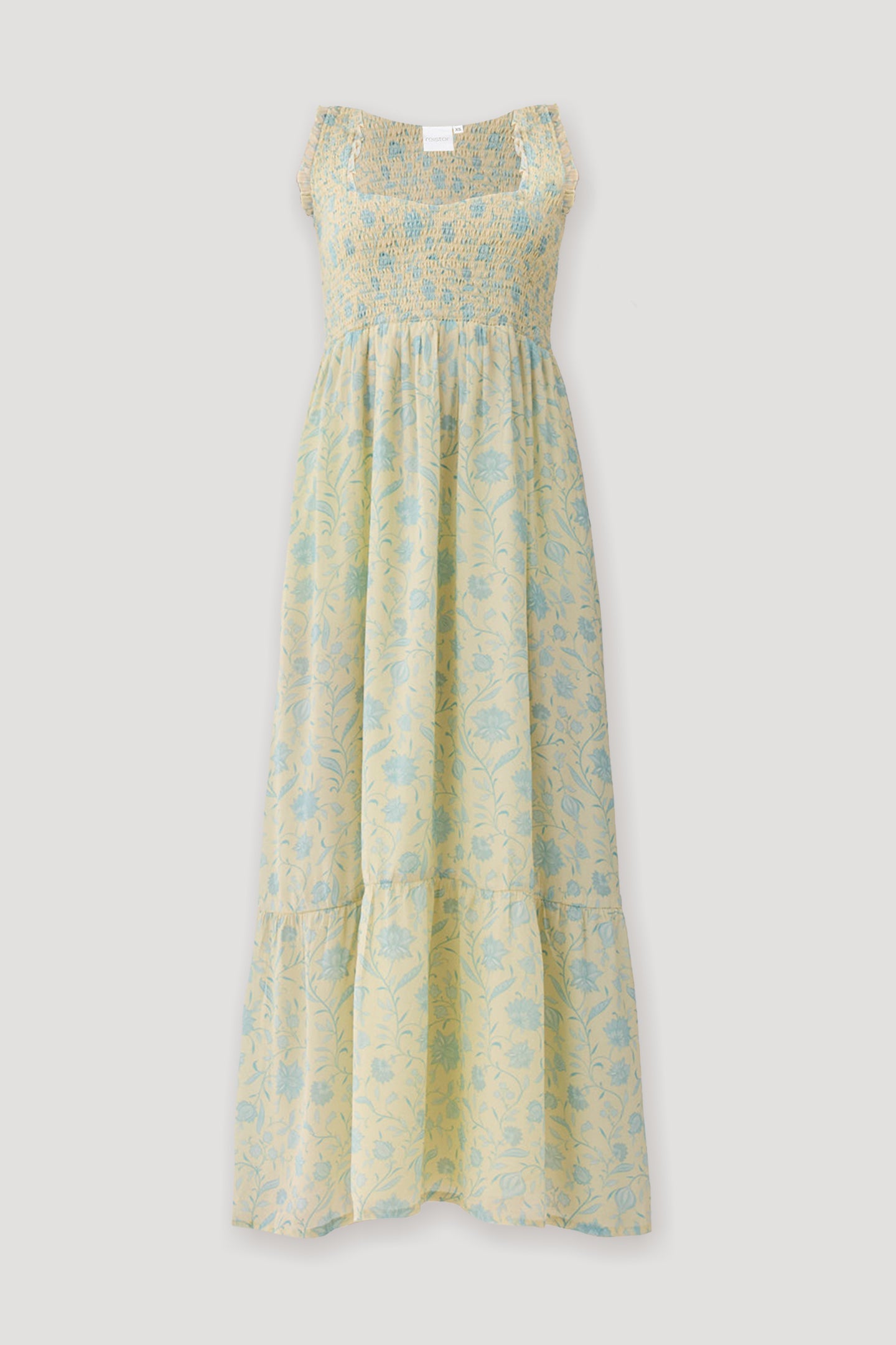 The Smocked Maxi Dress in Yellow Florals