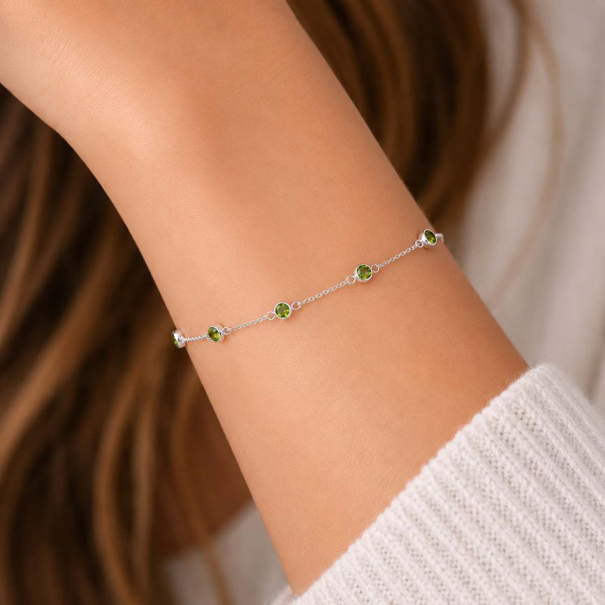 August Birthstone Bracelet — Peridot