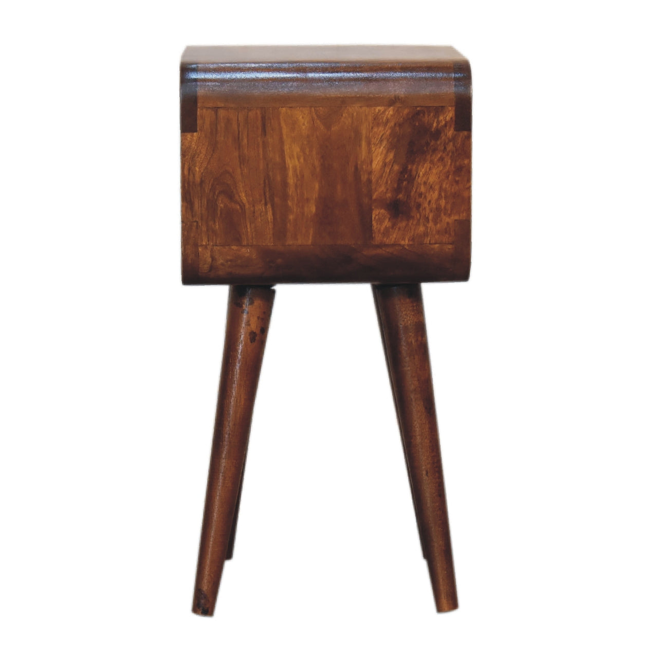 Solid Wood Mini Chestnut Curved Open Bedside Table