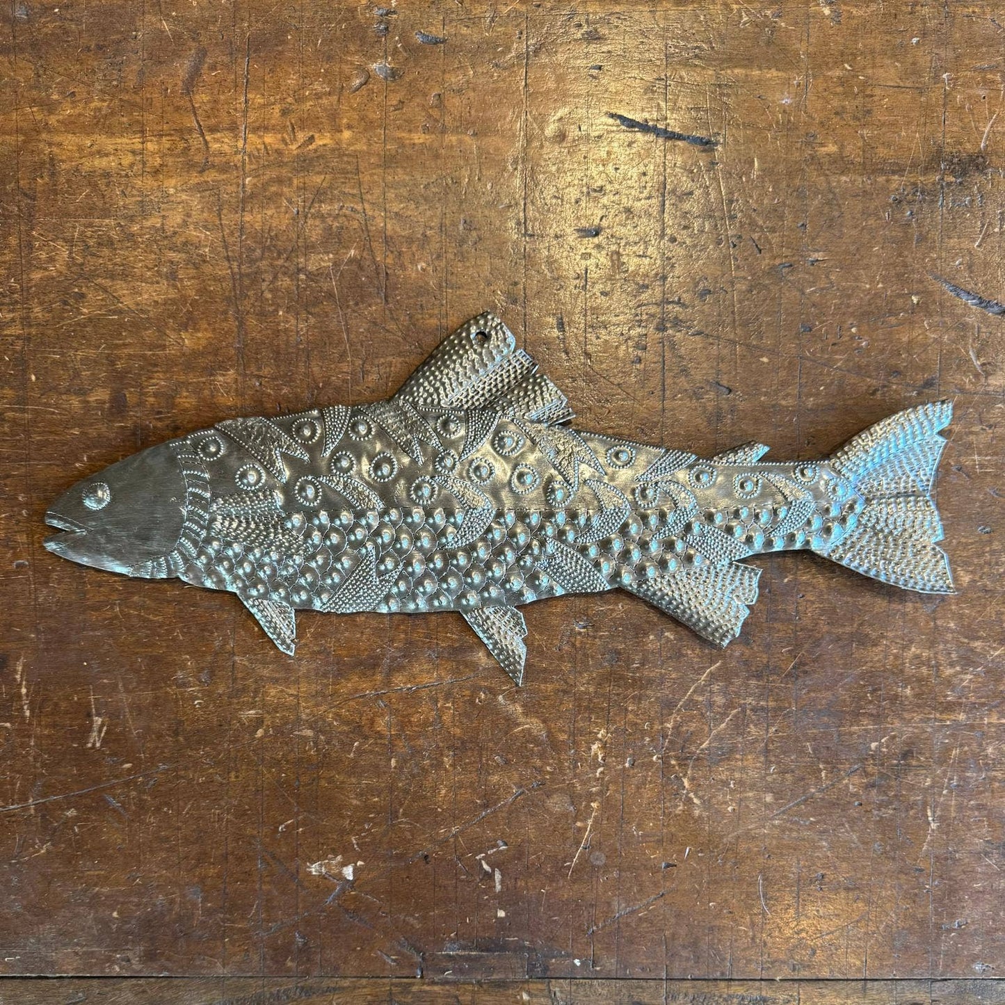 Handcrafted Fish Metal Wall Art 18" x 7", Handmade in Hait