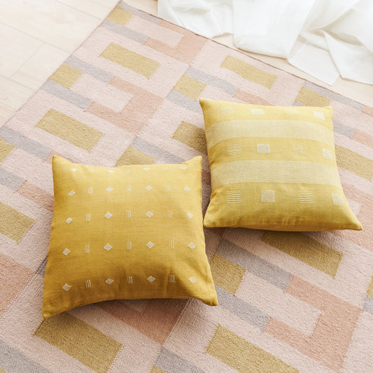 Nira Ochre Hand Spun Organic Cotton Handloom Pillow