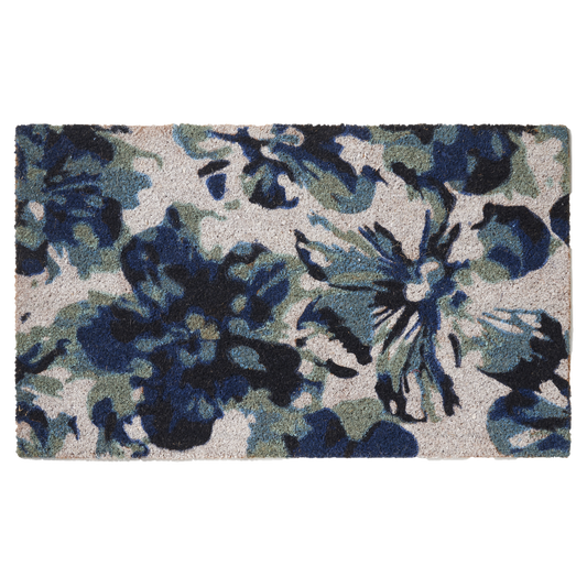 Blue Floral Coir Doormat