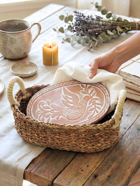 Bread Warmer & Basket - Bird Oval