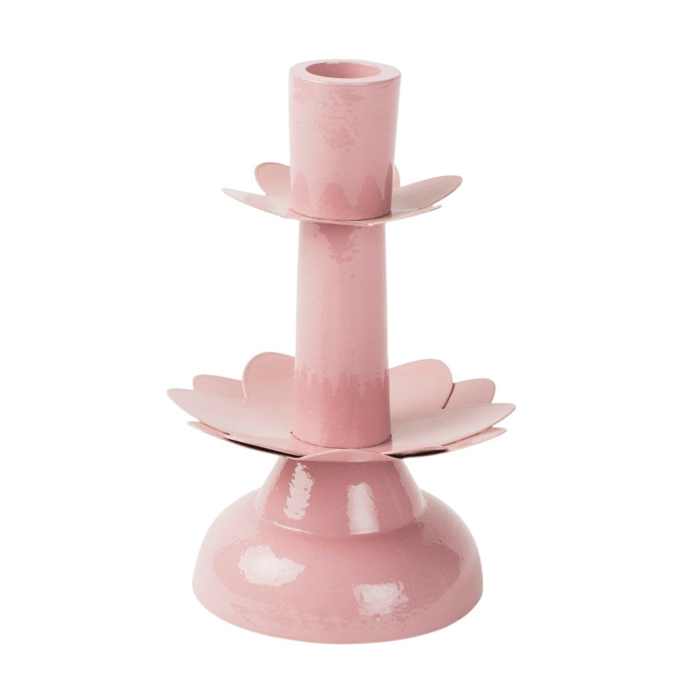 Lotus Bloom Tapered Pink Candleholders