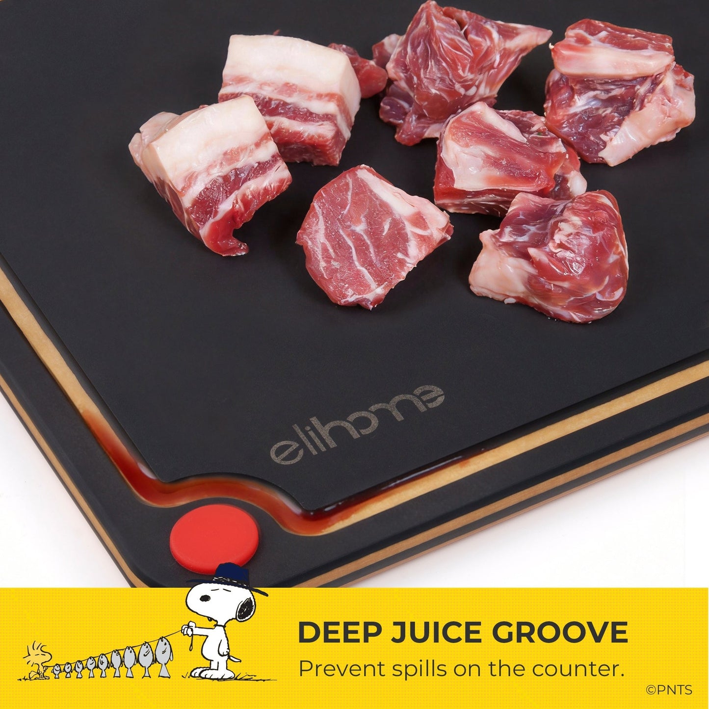 Elihome x Peanuts 4-in-1 Double-Sided Color-Coded Cutting Board Set