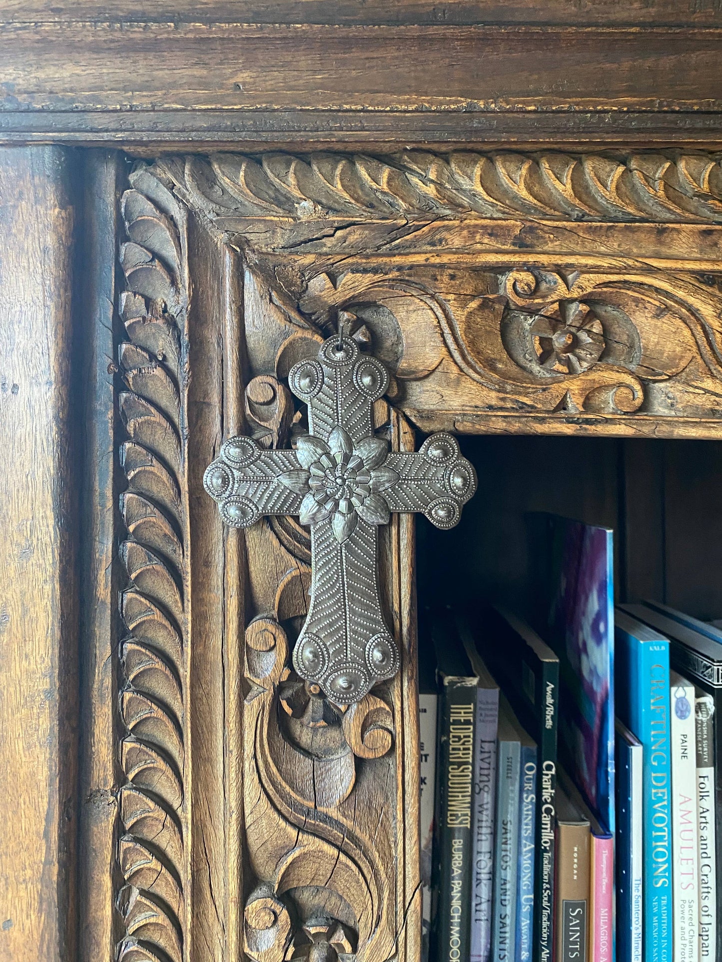 Recycled Metal Cross, Milagro, Upcycled Art 5" x 7"