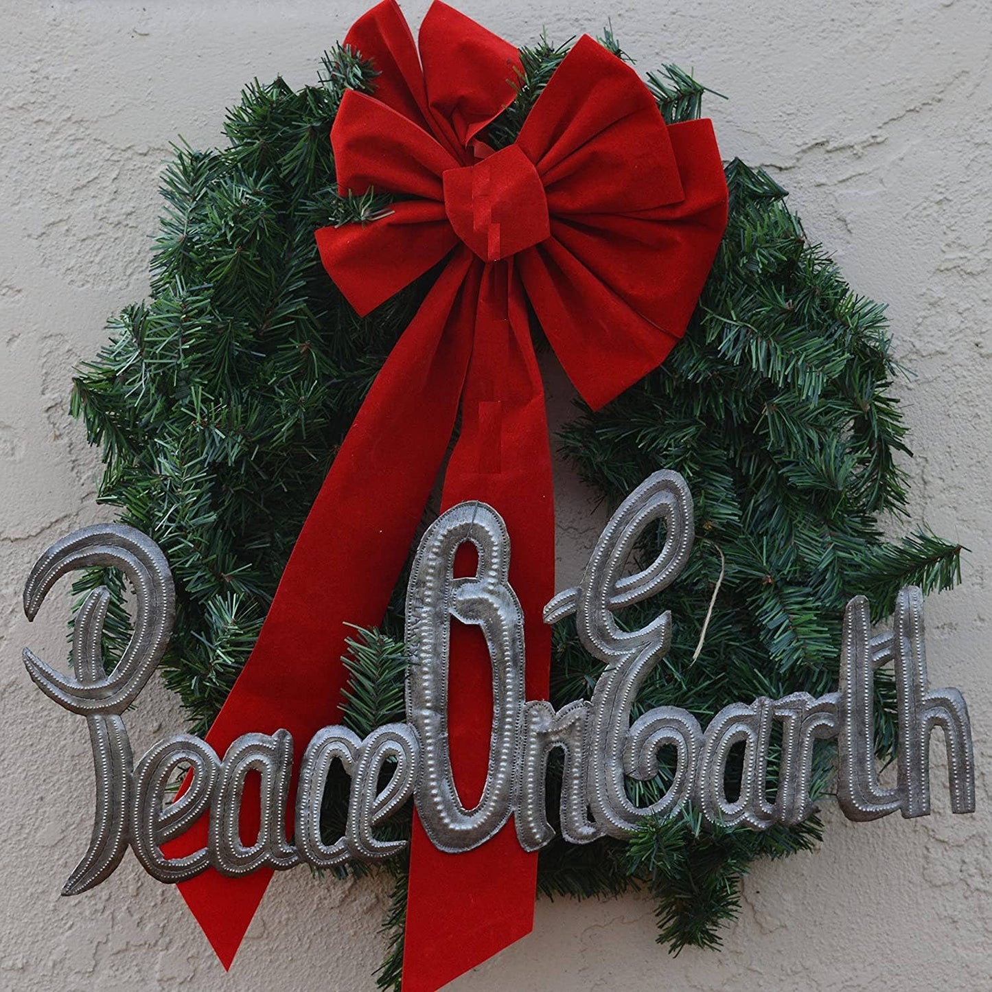 Peace on Earth Sign, Decorative Wall Hanging Plaque, 17"x6"