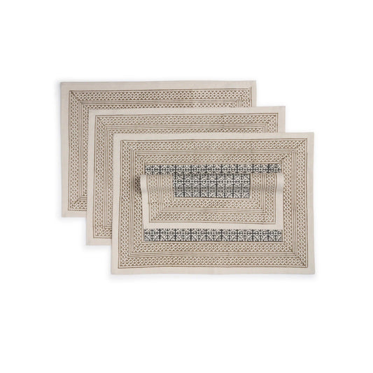 Kora Cotton Placemats, Set of 4 | Hand Block Printed | Fair Trade & Artisan Made | Block Duo