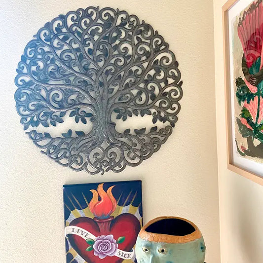 23" Haitian Metal Elegance Tree of Life, Wall Decor