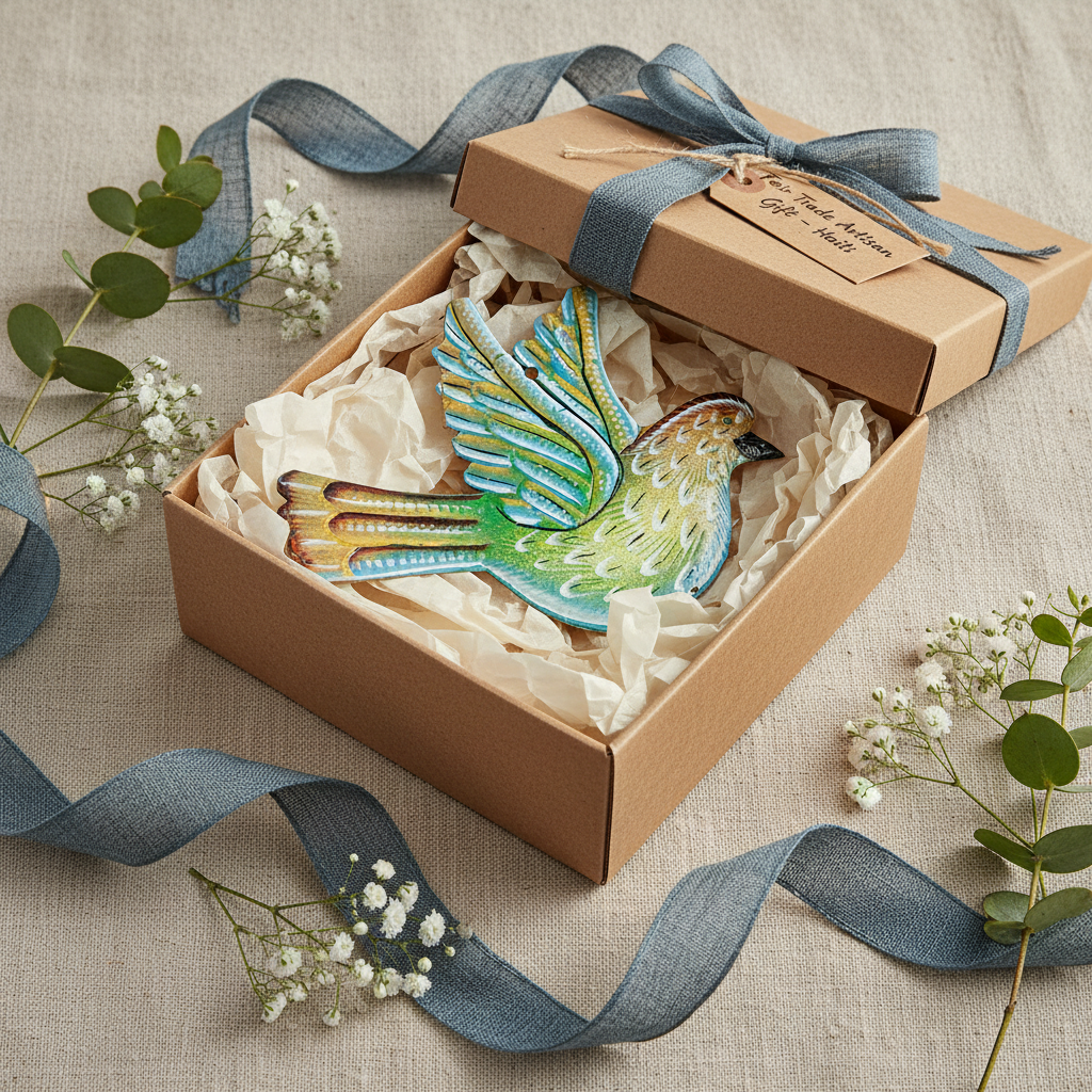 Blue Painted Bird Ornament