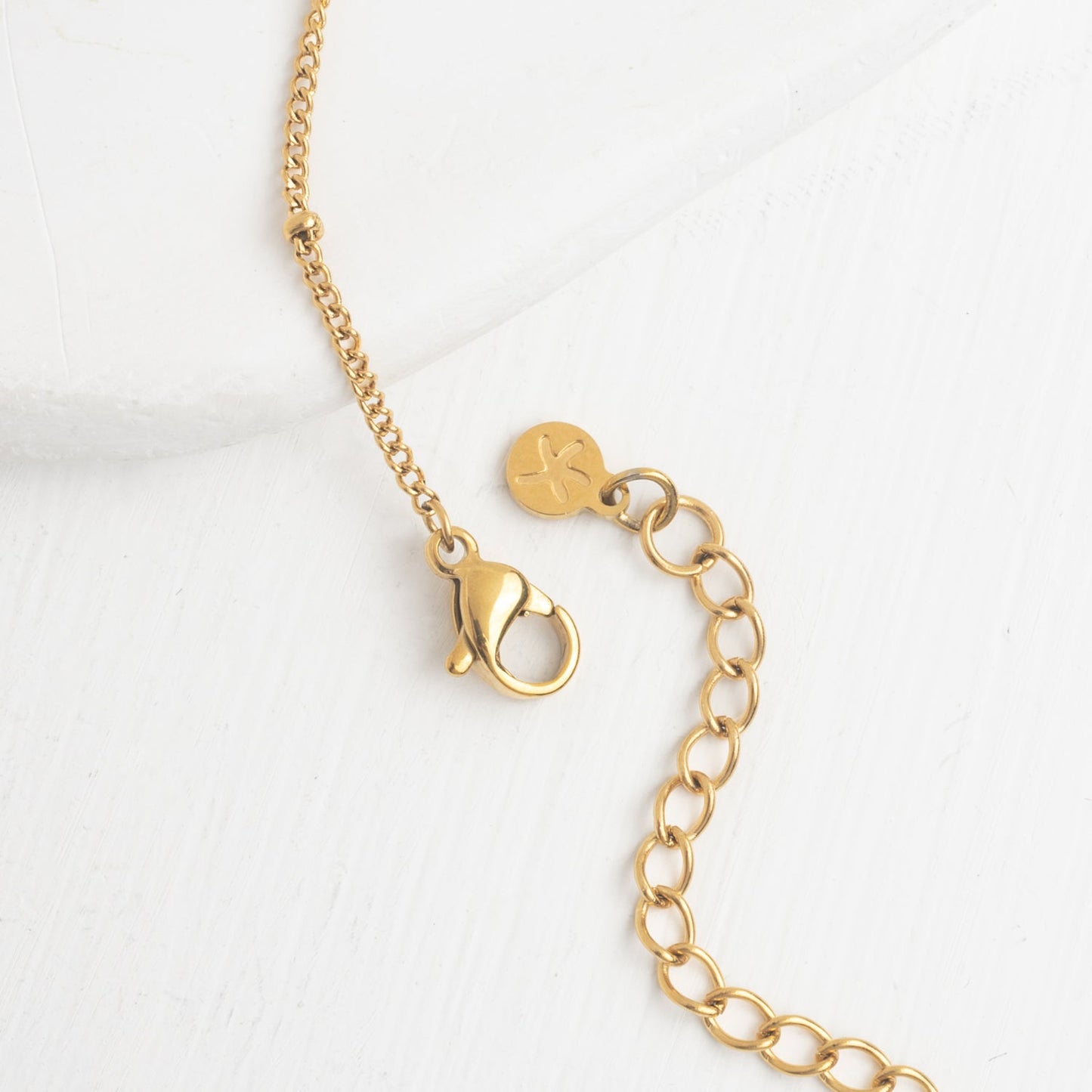 Gold chain, logo of starfish, Starfish Project brand, jewelry brands like pandora