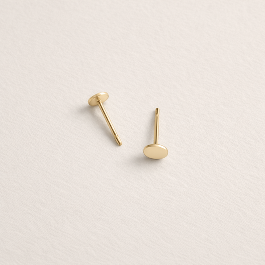 Mia Flat Circle Studs | Gold Fill
