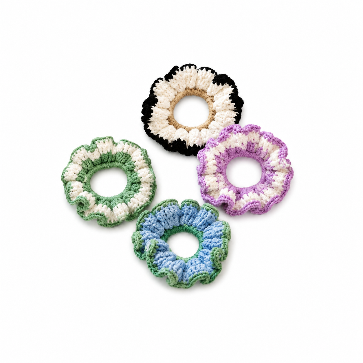 Cotton Crochet Scrunchie - Set of 3
