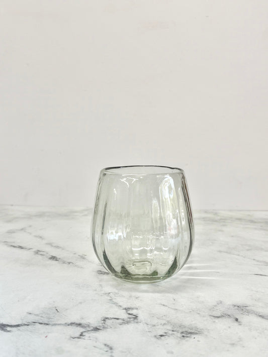 Handblown Oval Fluted Glass, Set of 2