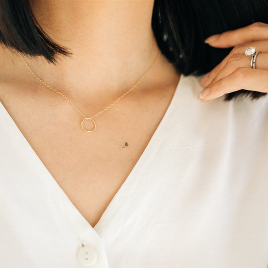 Sol Circle Pendant Necklace | Gold Fill