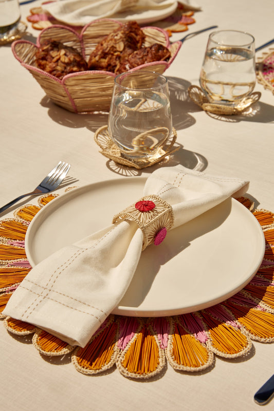 S/2 Drops Placemat - Mustard/Pink