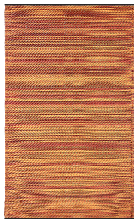 Cancun - Terracotta Striped Outdoor Rug for Patio