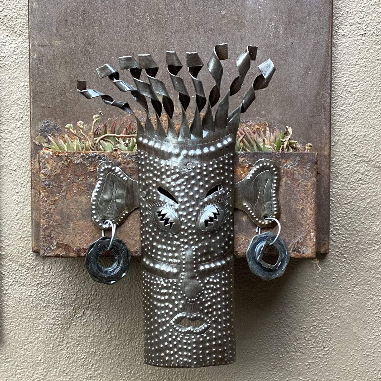 Tiki Masks, Tropical Wall Décor, Handmade 7" x 11.5"