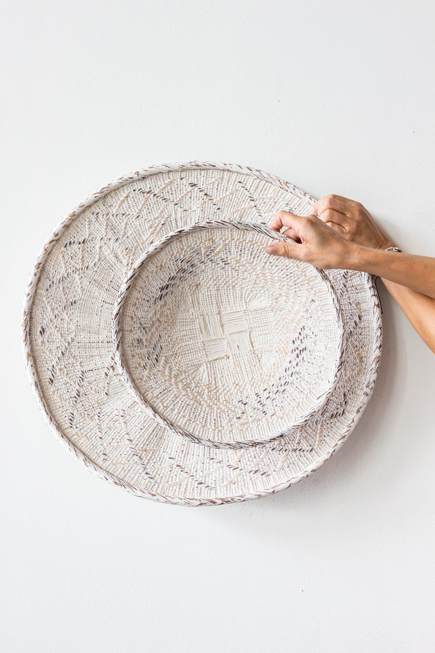 Statement White Washed African Wall Decor Basket