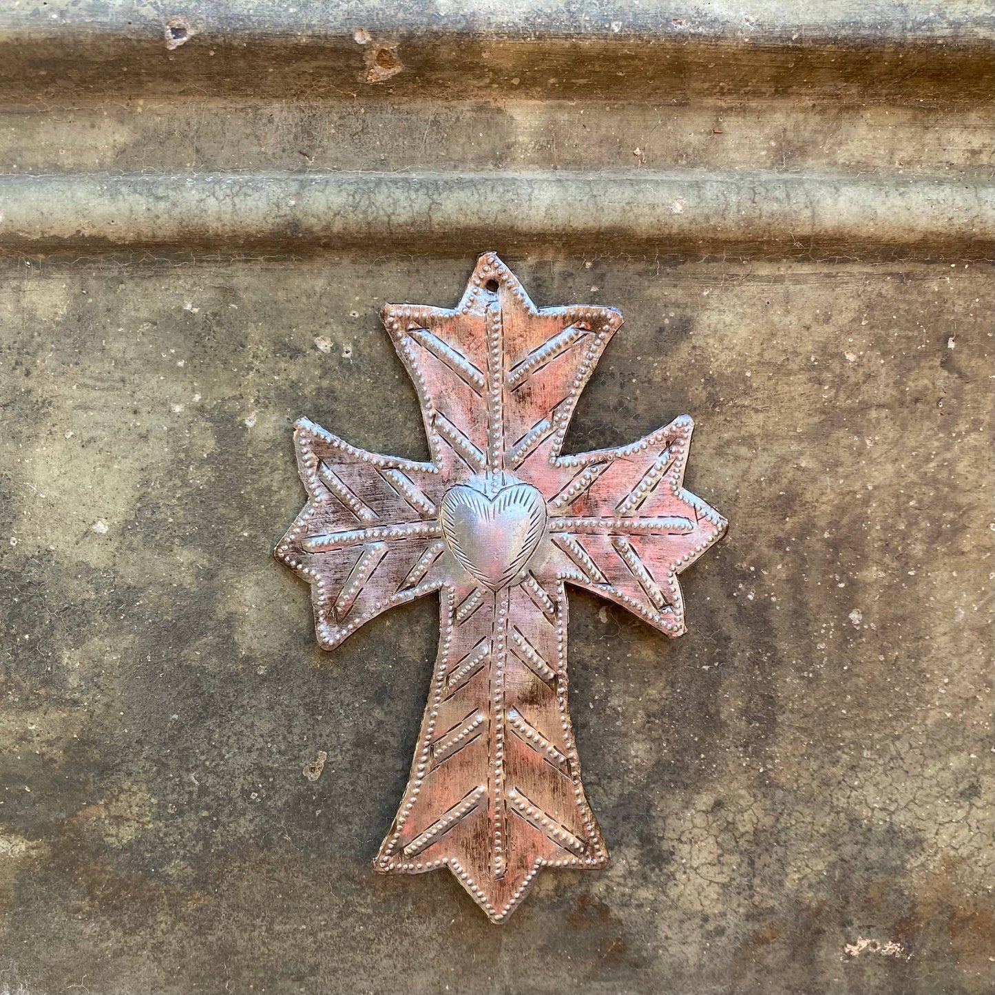 Recycled Metal Cross, Milagro 4.5"x6.75" (set of 2)
