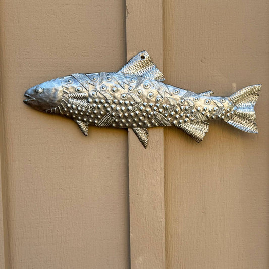 Handcrafted Fish Metal Wall Art 18" x 7", Handmade in Hait
