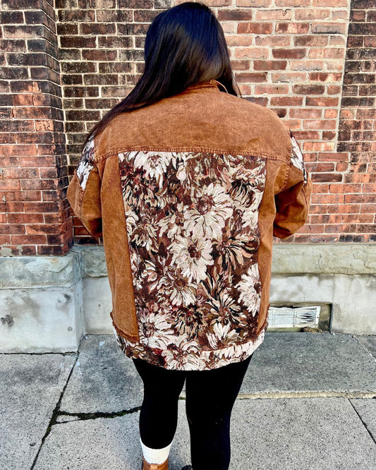 Woodstock Dreams Limited Edition Floral Contrast Stone Wash Denim Jacket
