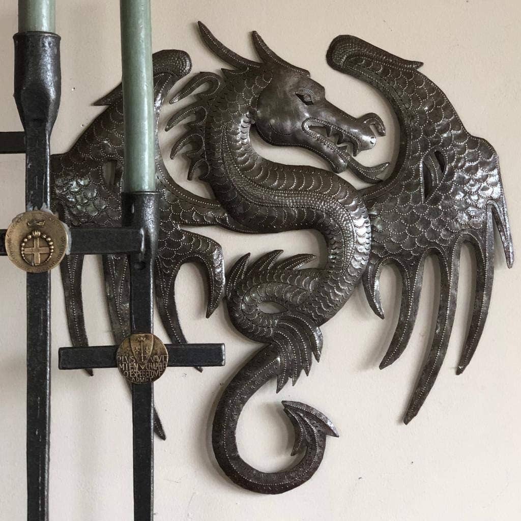 Flaming Dragon – Handmade Haitian Metal Wall Art | Gothic