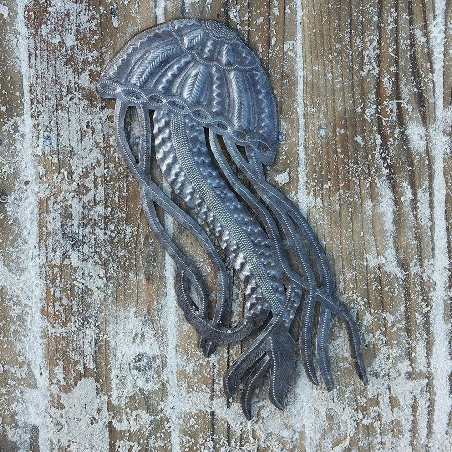 JellyFish Nautical Beach Theme Art, Handmade 7" x 17"