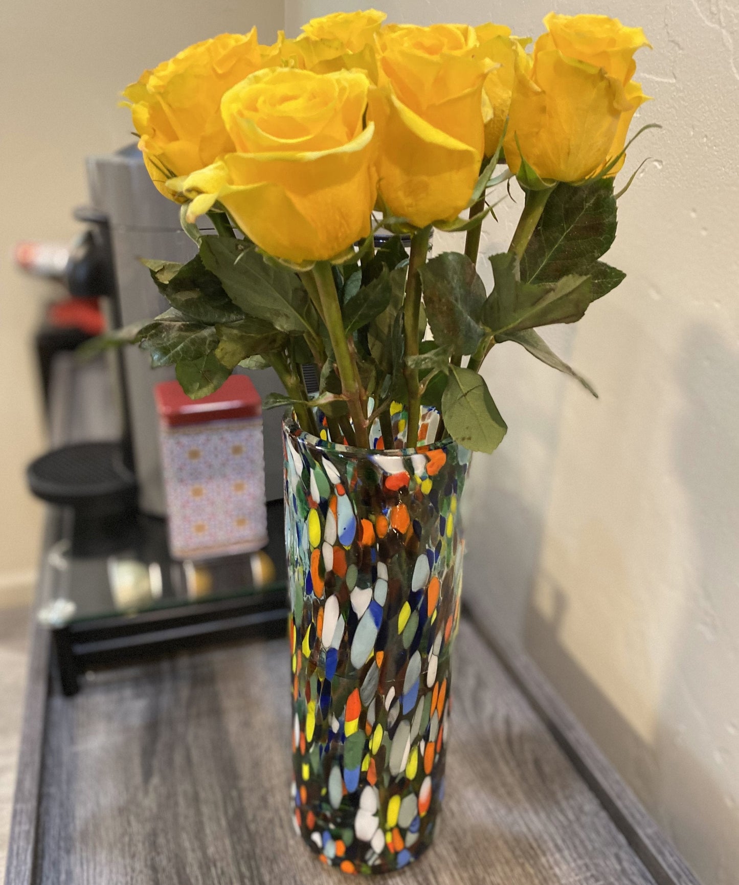 Glass Vase with Confetti Carmen Design