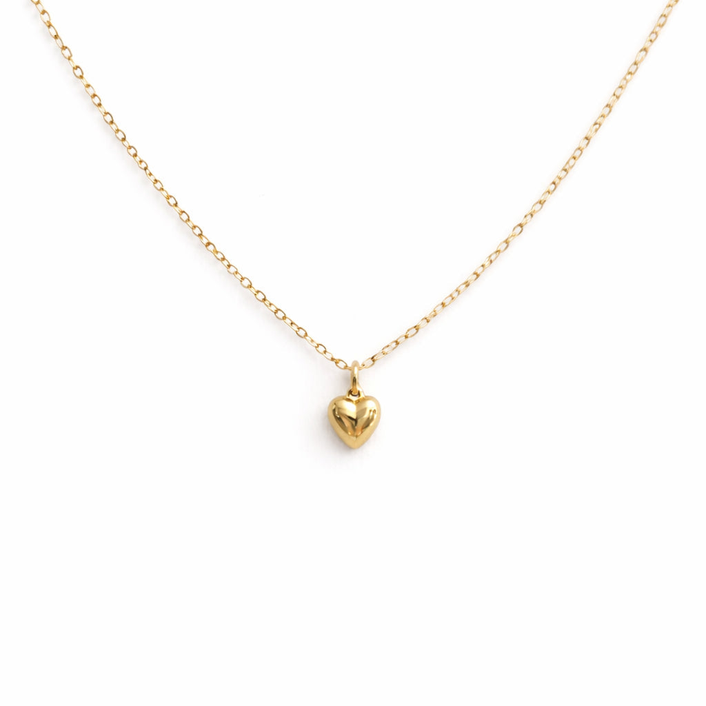 Lou Puff Heart Necklace | Gold Fill