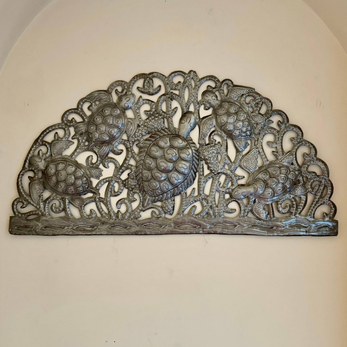 Metal Sea Turtle Arch, Handmade Wall Decor, Nautical Art