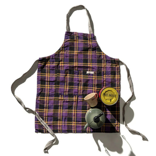 Recycle Cotton Check Apron Purple Mix