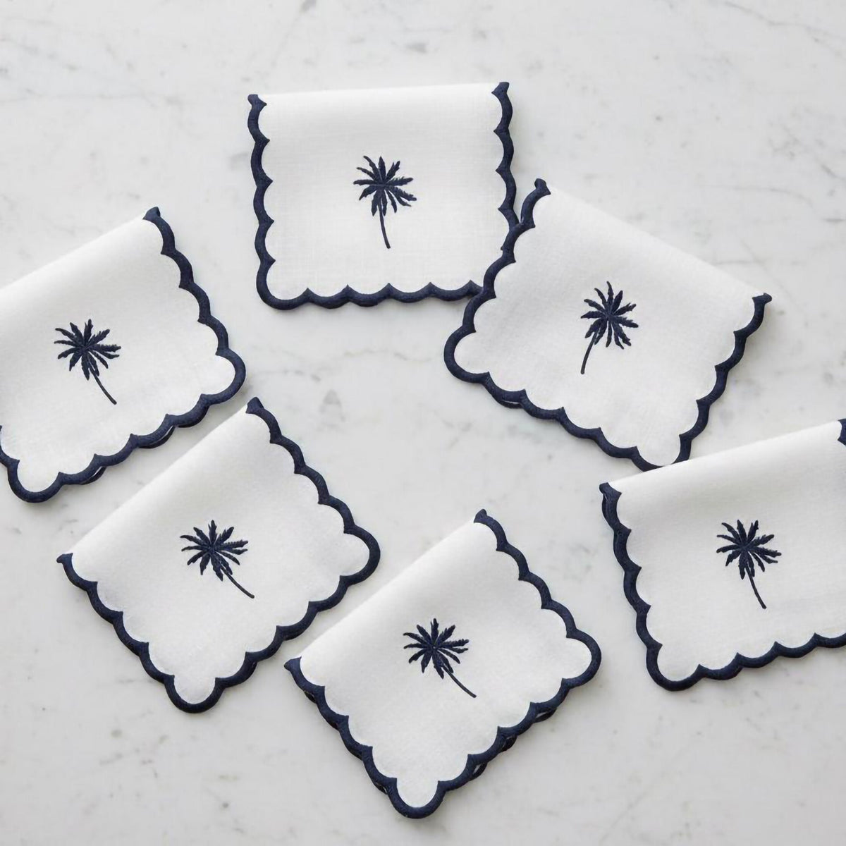 Embroidered Palm Tree Cocktail Napkin (Set of 6)