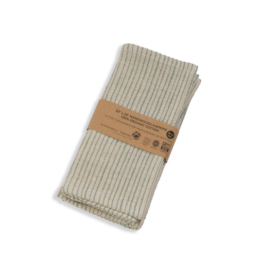 Handwoven Organic Cotton Napkins, Set of 2 | 20" × 20" | Fair Trade | On Track