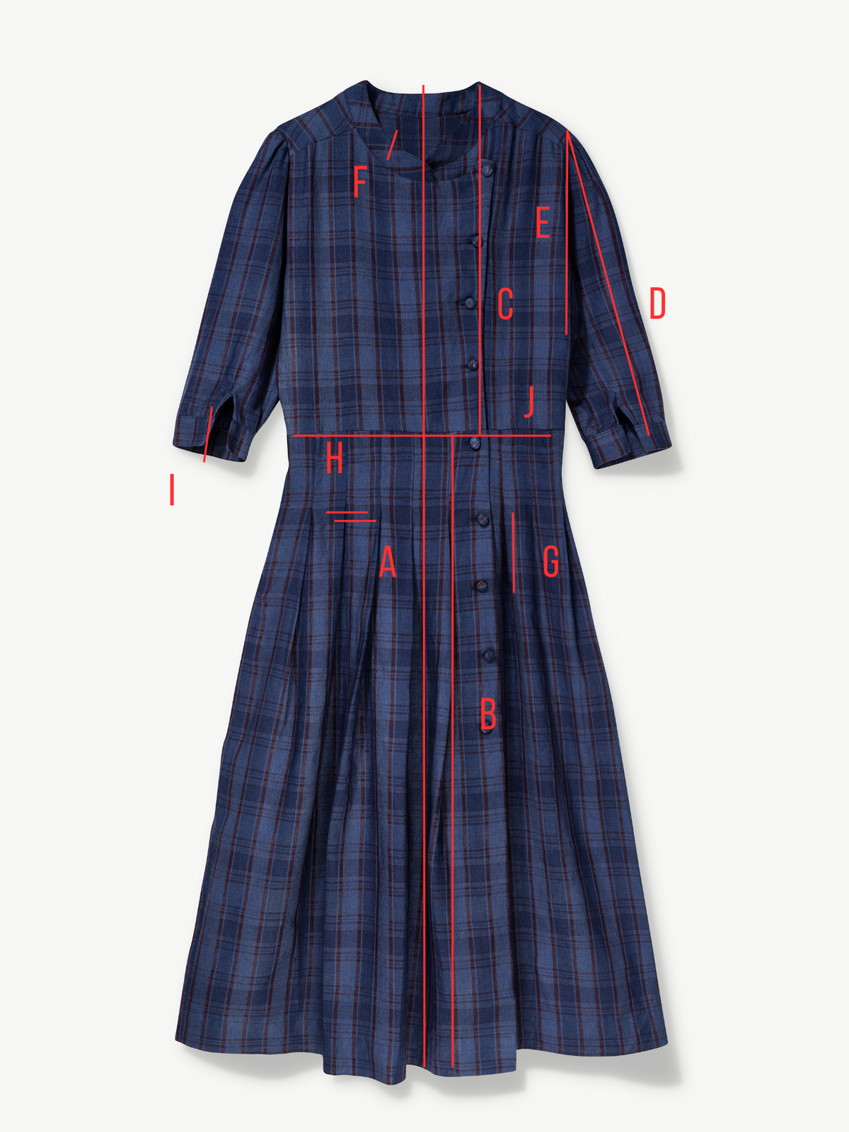 Button Midi dress with pockets Organic Navy Check Linen – Talitha | No More Nobody