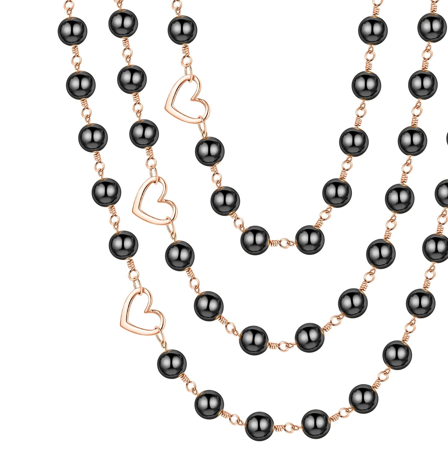 Heiress Black Hematite 3-Layer Necklace | Magnetic Clasp