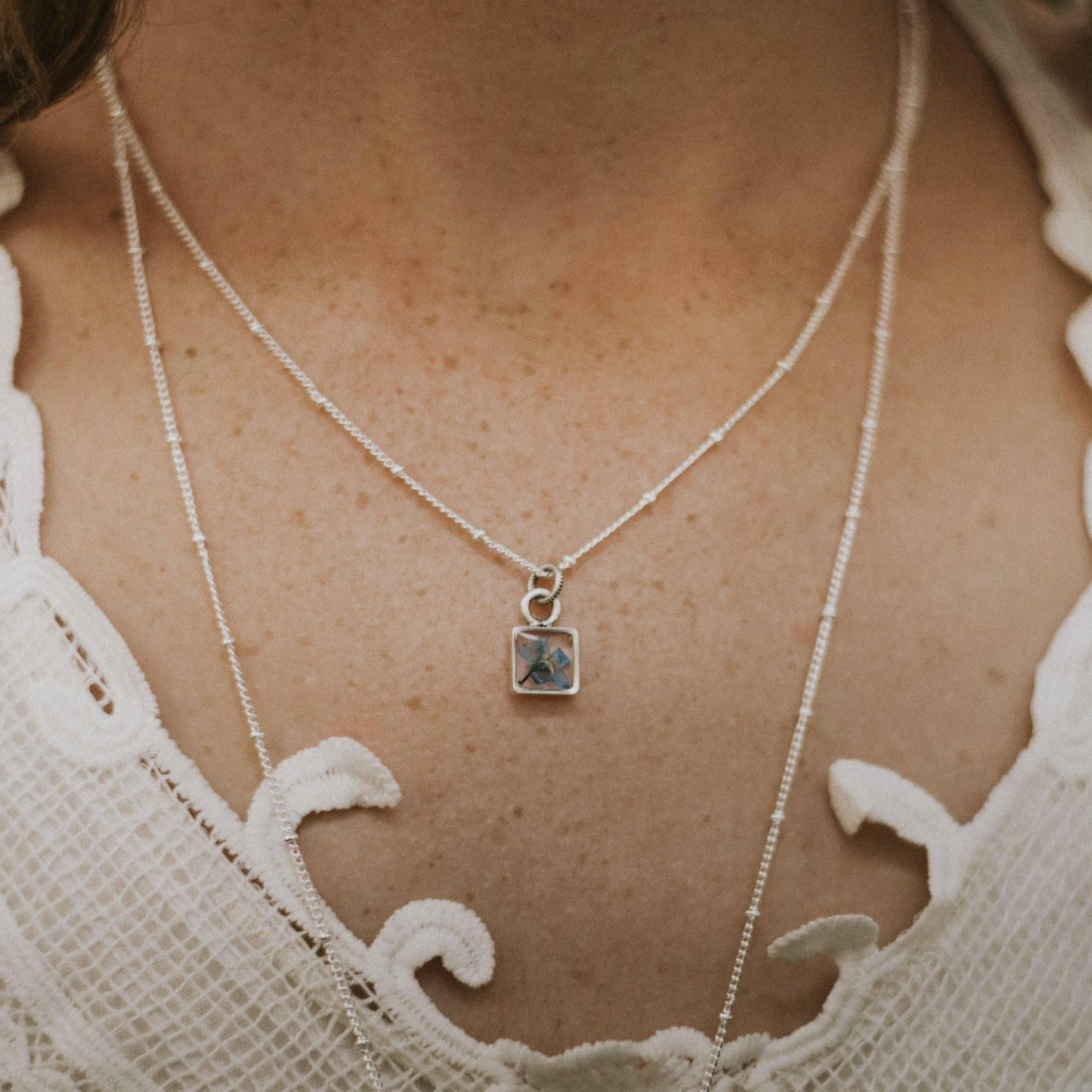 Gold Fern Necklace | Tiny Square Pendant