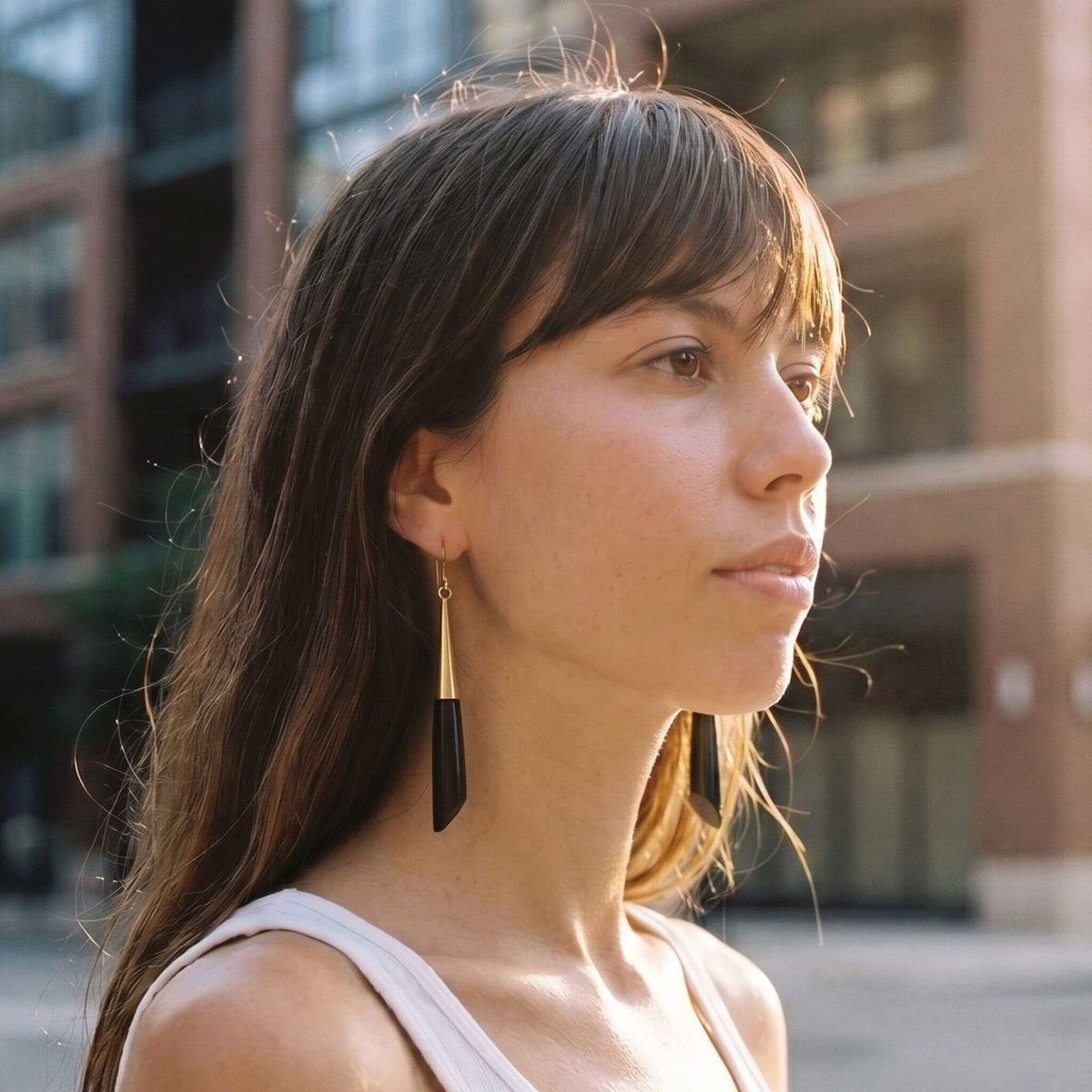 Brass & Bone Teardrop Drop Earrings | Shela